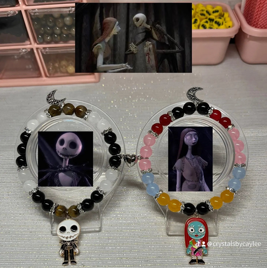 The Nightmare Before Christmas Sally x Jack crystal bracelets