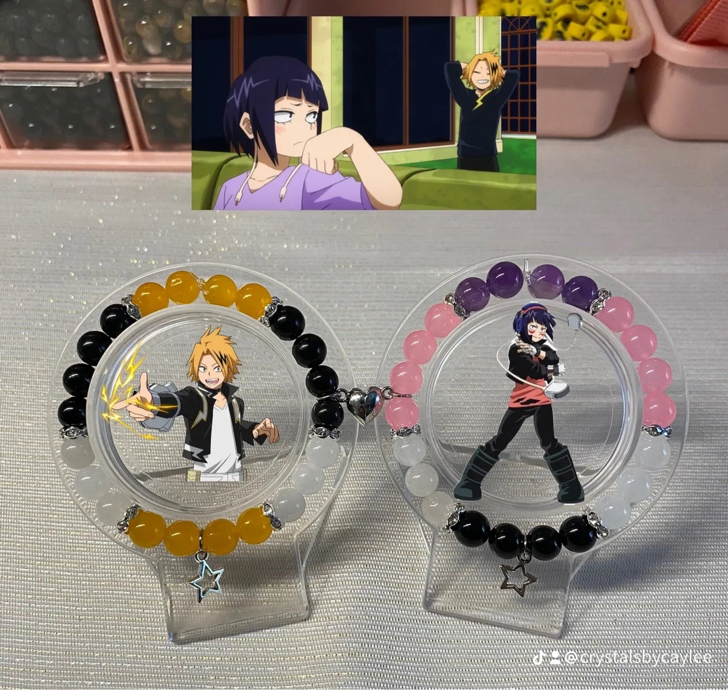 My Hero Academia Kaminari x Jiro crystal bracelets