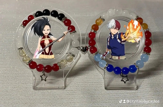 MHA Momo Yaoyorozu x Shoto Todoroki crystal bracelets