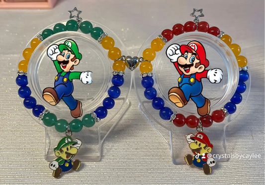 Mario & Luigi matching crystal bracelets